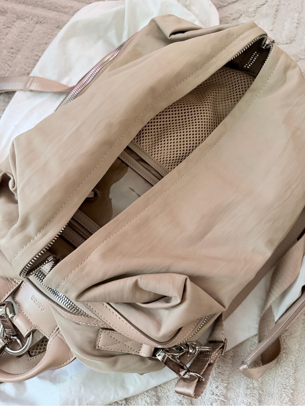 caraa Beige Nylon Backpack / Weekender